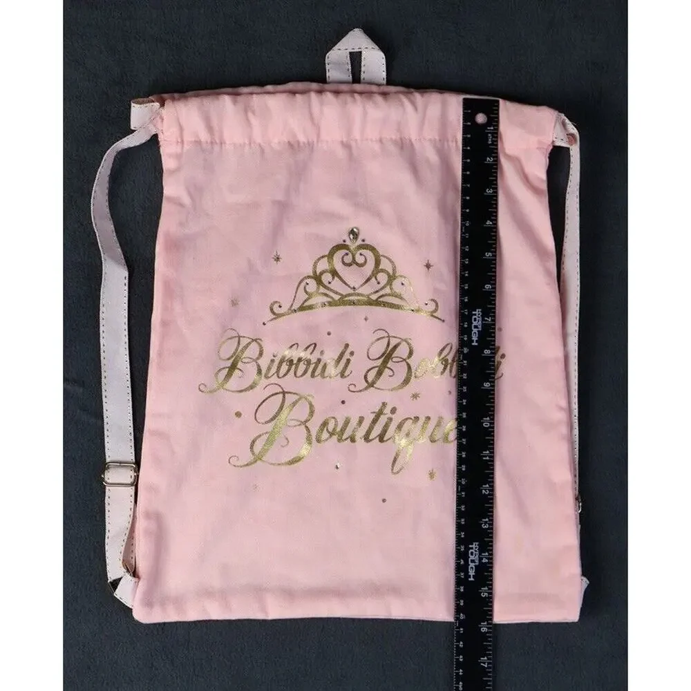 Disney Parks Bibbidi Bobbidi Boutique Cinch Sac Bag Backpack Sparkle Crown Gold - Picture 2 of 10